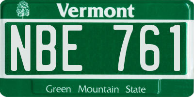 VT license plate NBE761