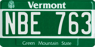 VT license plate NBE763