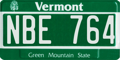VT license plate NBE764