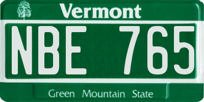 VT license plate NBE765