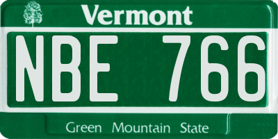 VT license plate NBE766
