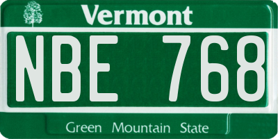 VT license plate NBE768