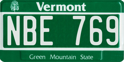 VT license plate NBE769