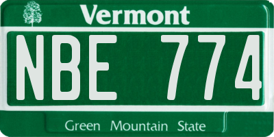 VT license plate NBE774