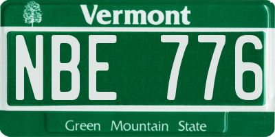 VT license plate NBE776