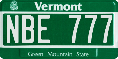 VT license plate NBE777