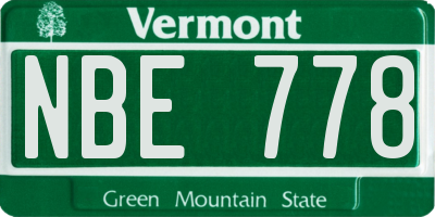 VT license plate NBE778