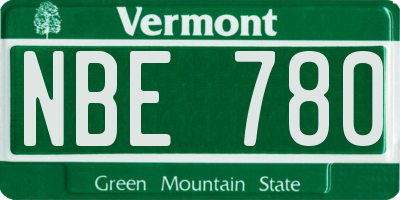 VT license plate NBE780