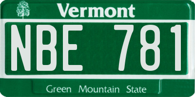 VT license plate NBE781