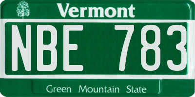 VT license plate NBE783
