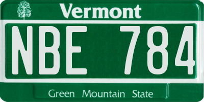 VT license plate NBE784