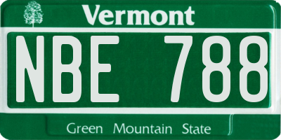VT license plate NBE788