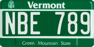 VT license plate NBE789