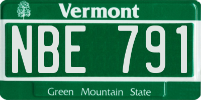 VT license plate NBE791