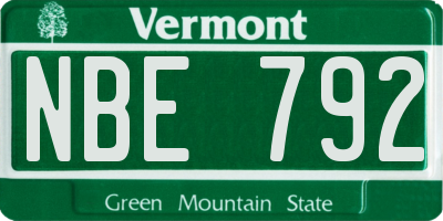 VT license plate NBE792