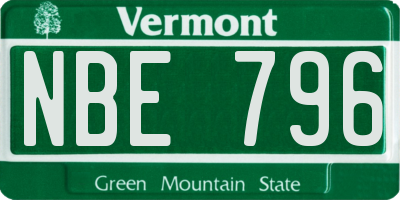 VT license plate NBE796