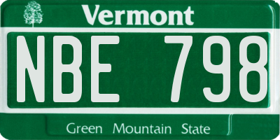 VT license plate NBE798