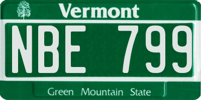 VT license plate NBE799