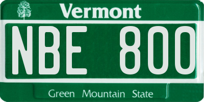 VT license plate NBE800