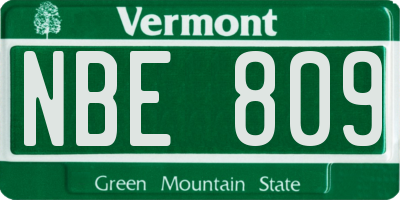 VT license plate NBE809