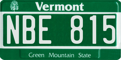 VT license plate NBE815