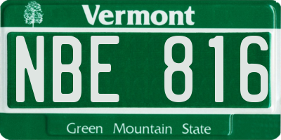 VT license plate NBE816