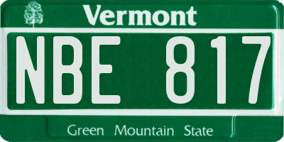 VT license plate NBE817