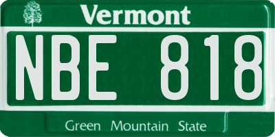 VT license plate NBE818
