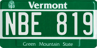 VT license plate NBE819