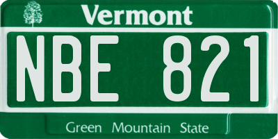 VT license plate NBE821