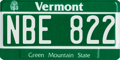VT license plate NBE822
