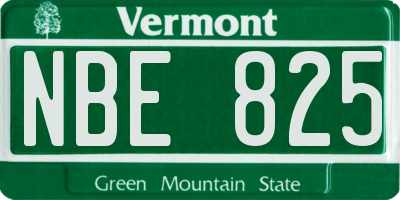 VT license plate NBE825