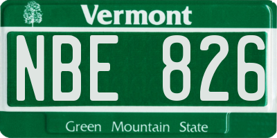 VT license plate NBE826