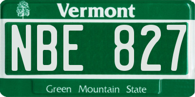 VT license plate NBE827