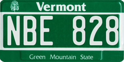 VT license plate NBE828