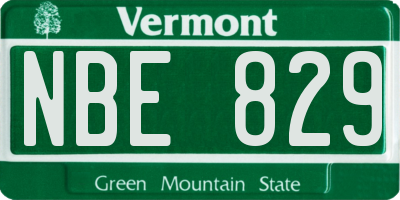 VT license plate NBE829