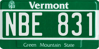 VT license plate NBE831