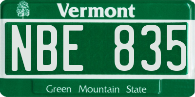 VT license plate NBE835