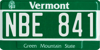 VT license plate NBE841