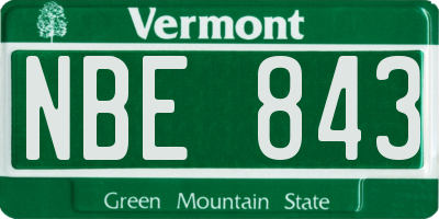 VT license plate NBE843