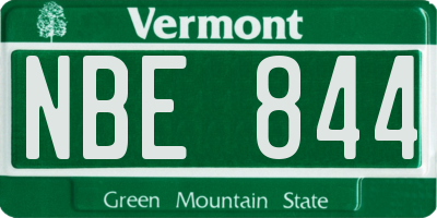 VT license plate NBE844