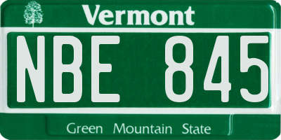 VT license plate NBE845