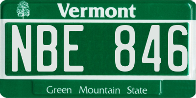 VT license plate NBE846