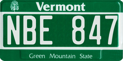 VT license plate NBE847