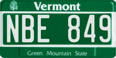 VT license plate NBE849