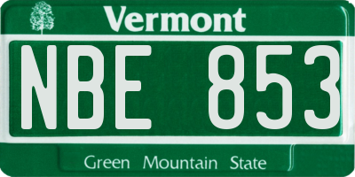 VT license plate NBE853