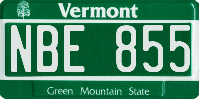 VT license plate NBE855