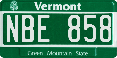 VT license plate NBE858