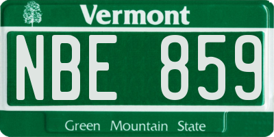 VT license plate NBE859