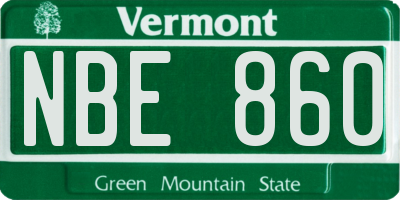 VT license plate NBE860